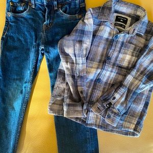 Quiksiver jeans and flannel shirt
